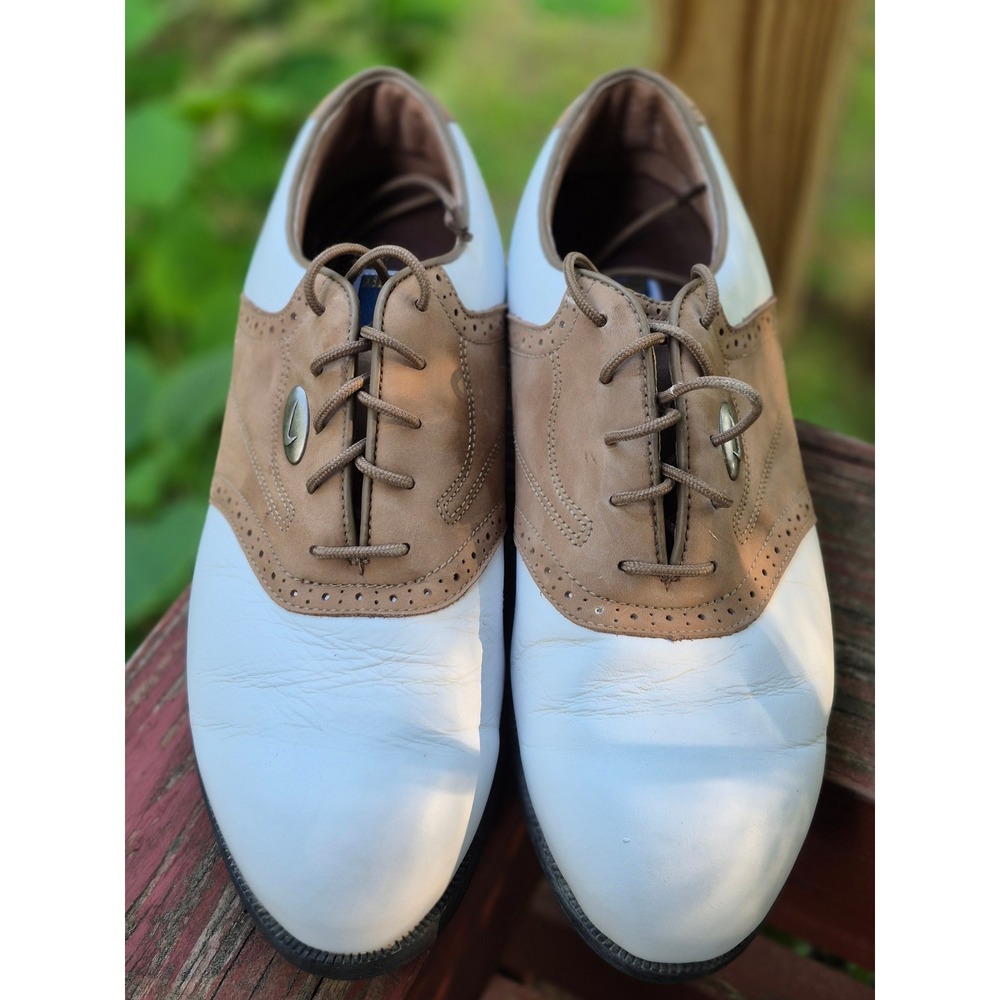 Nike Zoom Air Gore-Tex Golf Shoes Mens 8.5 White Tan Saddle Oxford 183141-121